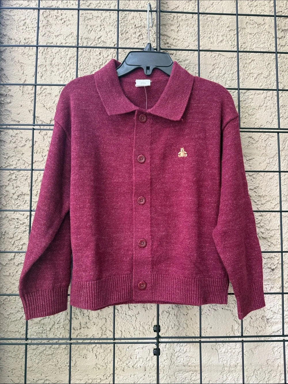 New Gap Button-Up Collar Cotton Knit Cardigan - Burgundy